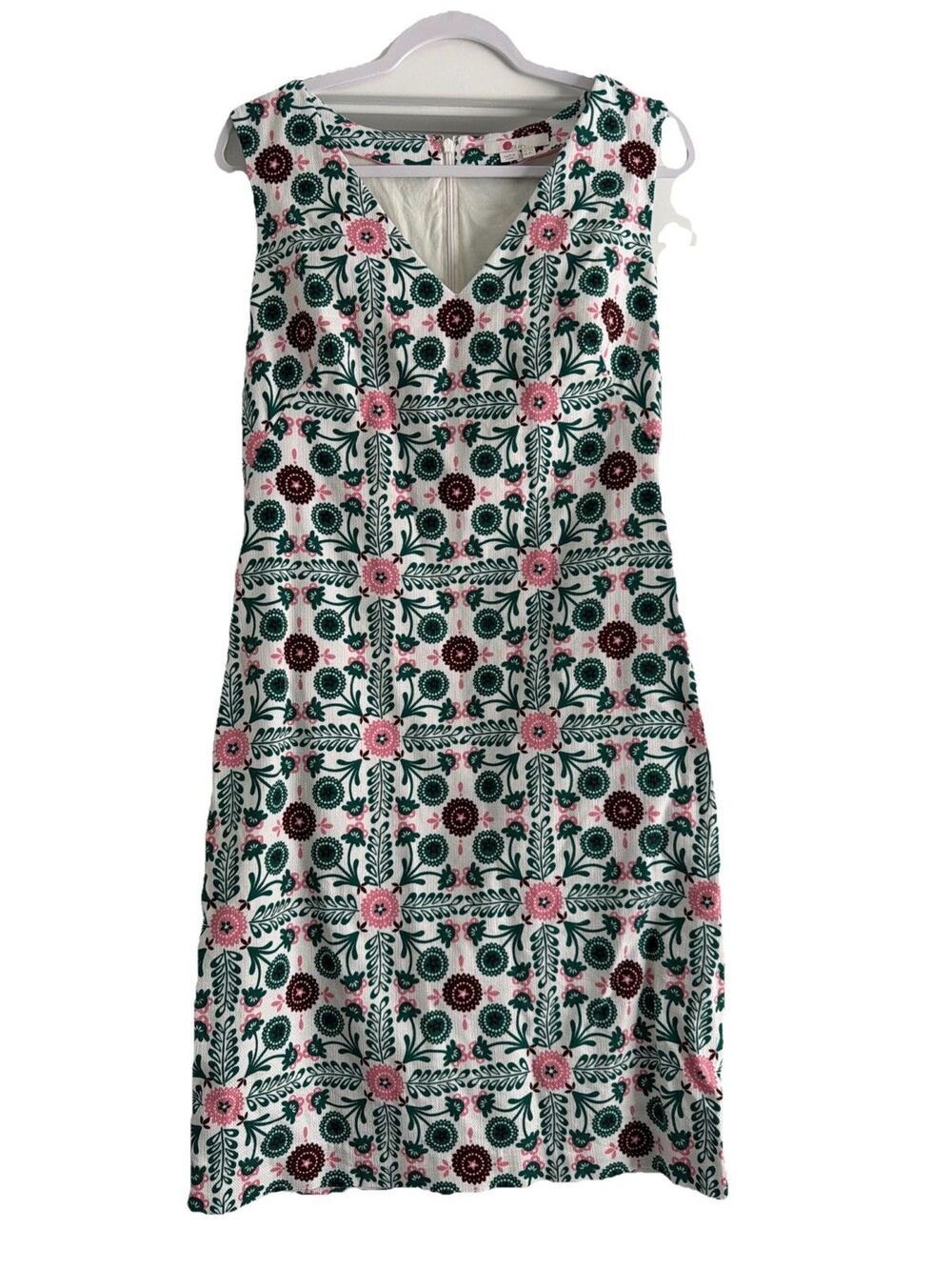 New Boden Women's Tatiana Textured Dress IvoryTrellis Tile Size 8L, UK 12L - Picture 3 of 10